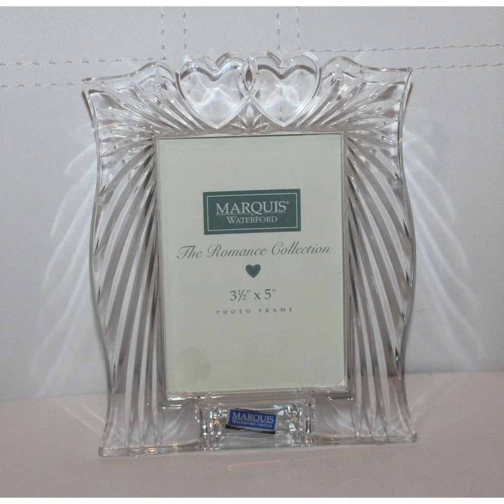Marquis by Waterford 3.5x5 lead crystal photo frame romance double heart 107826